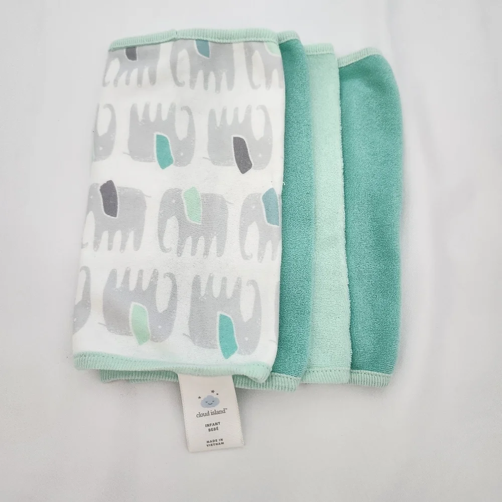 Baby Girl Accessories Bundle Lot of 8 Pink Green Burp Cloths Bonnet Wash Cloths